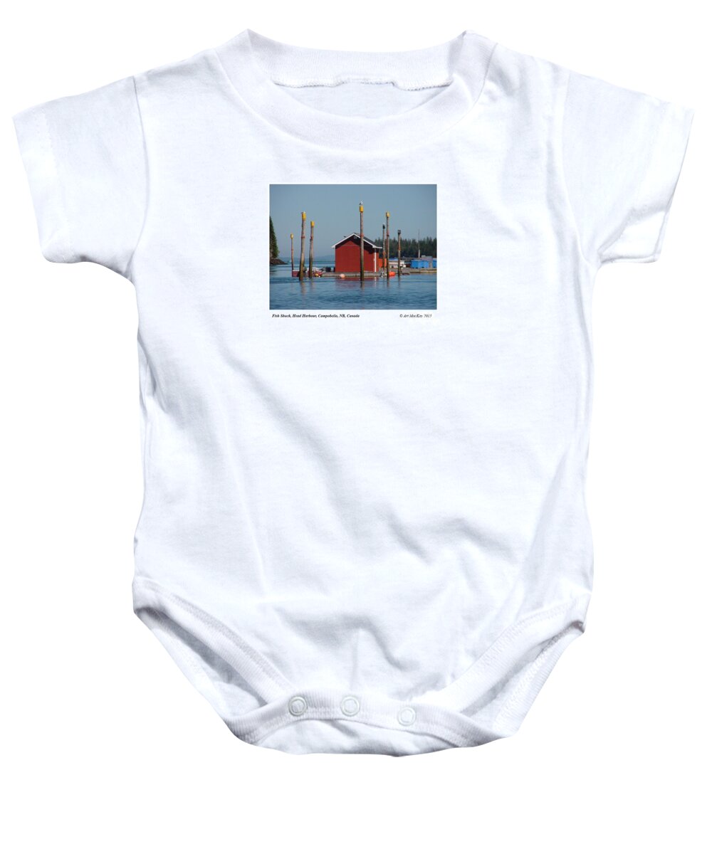 Bay Of Fundy Baby Onesie featuring the photograph Floating Fish Shack Bay of Fundy NB by Art MacKay
