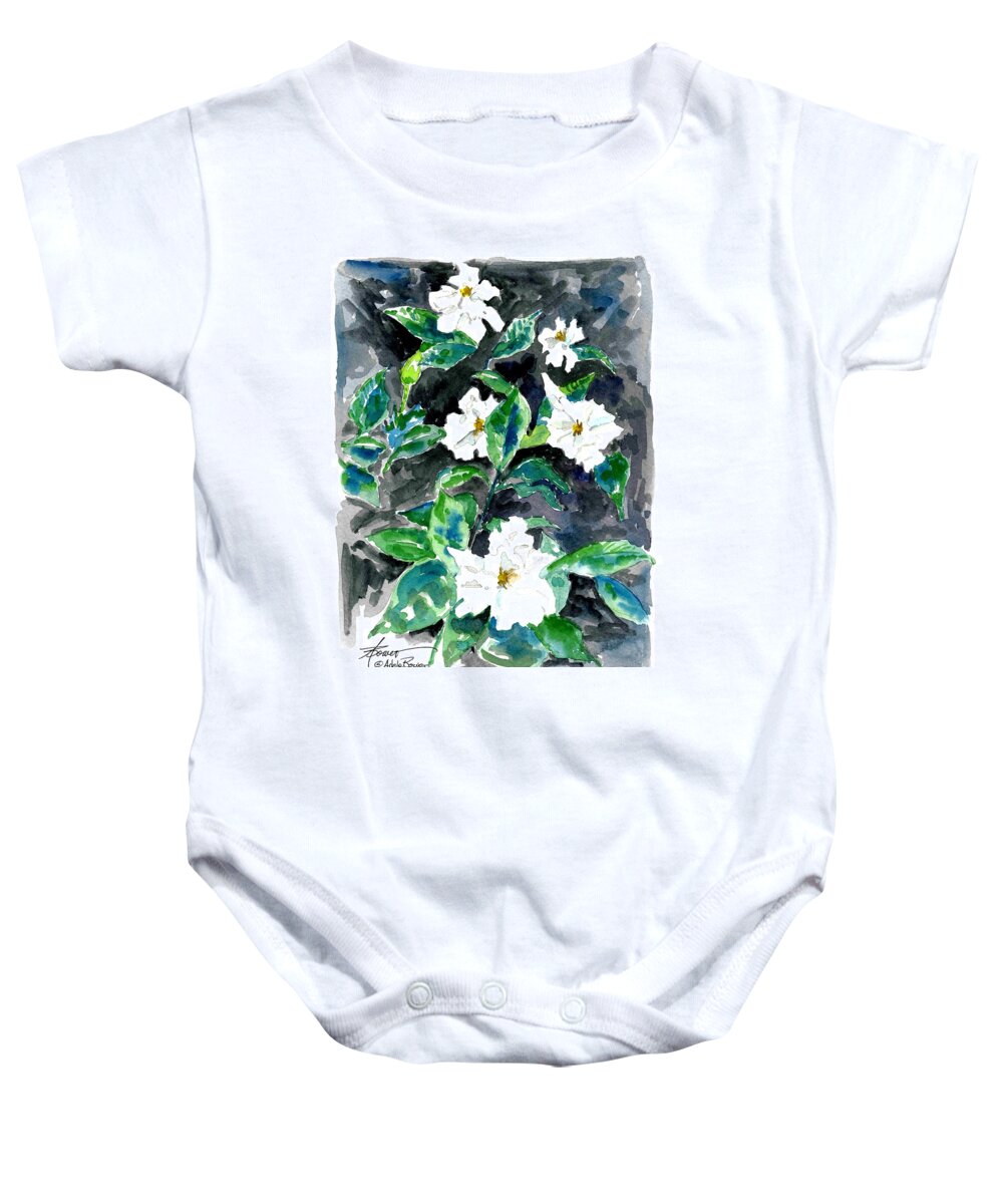 Flowers Baby Onesie featuring the painting Fragrant Beauty by Adele Bower