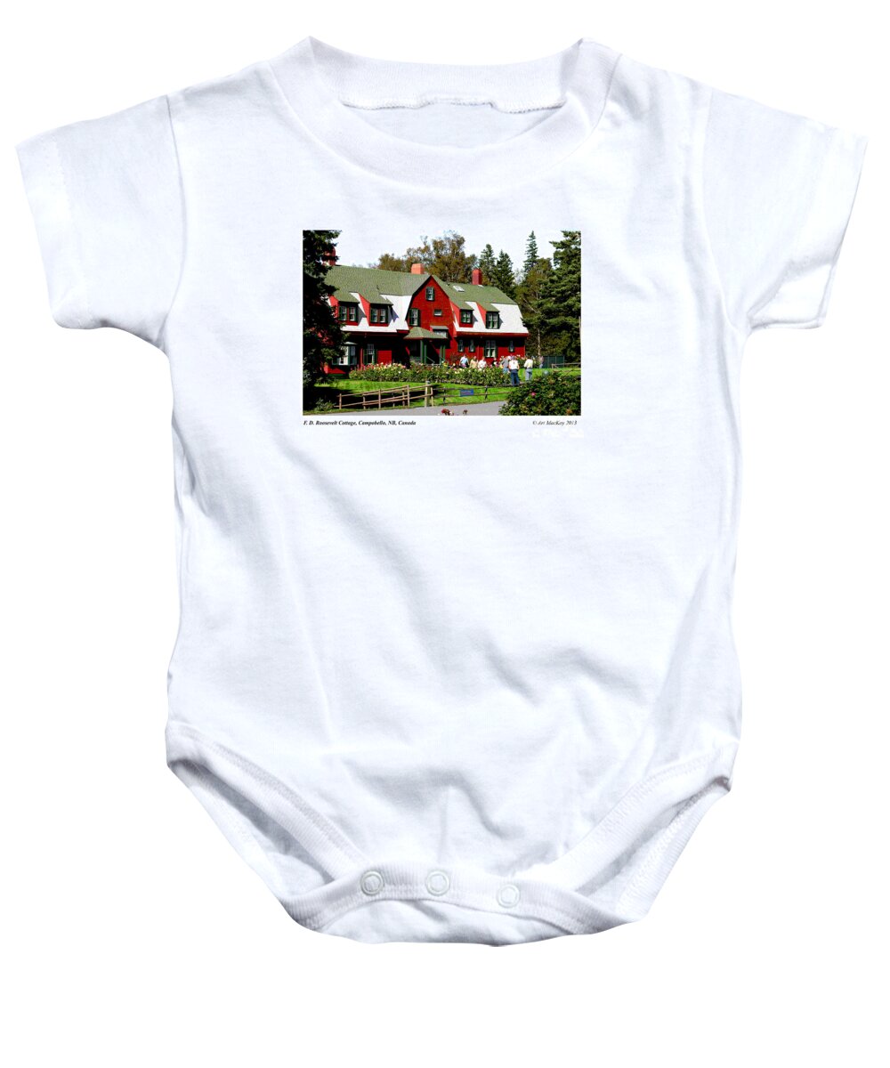 Bay Of Fundy Baby Onesie featuring the mixed media Franklin D. Roosevelt Cottage Campobello NB by Art MacKay