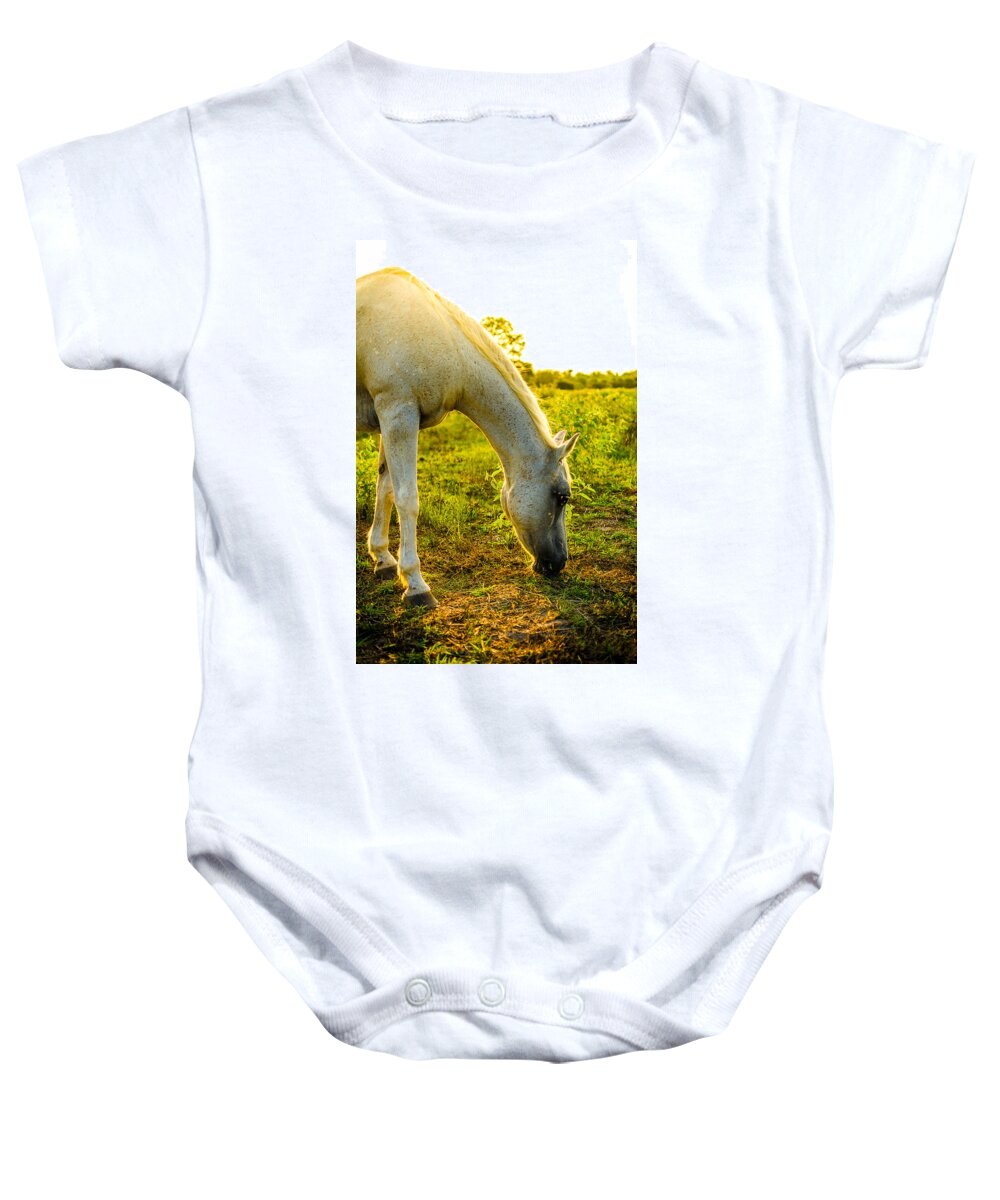 Horse Baby Onesie featuring the photograph Freckles at Sunset by David Morefield