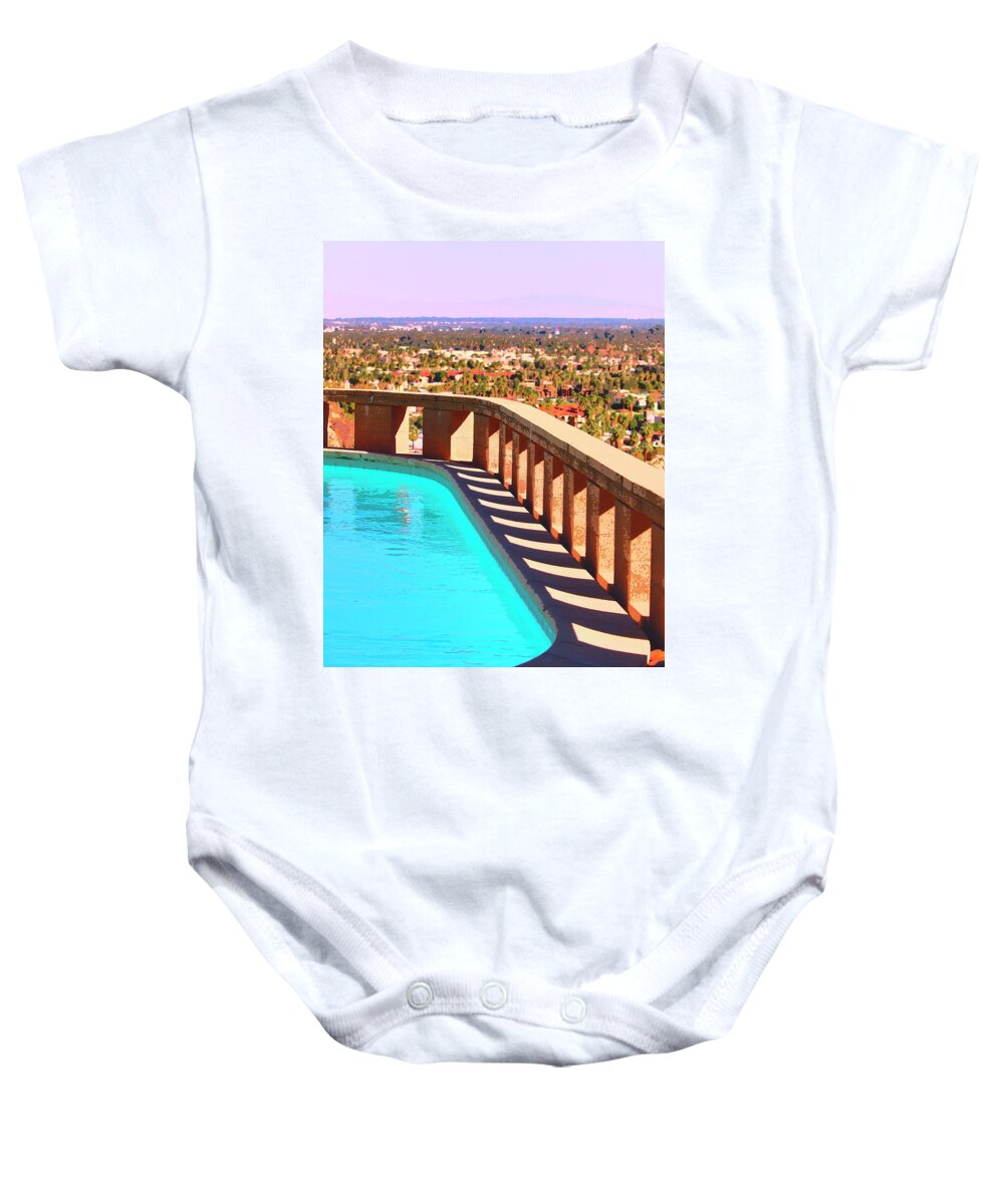 Desert Modernism Baby Onesie featuring the photograph FREY POOL Palm Springs by William Dey