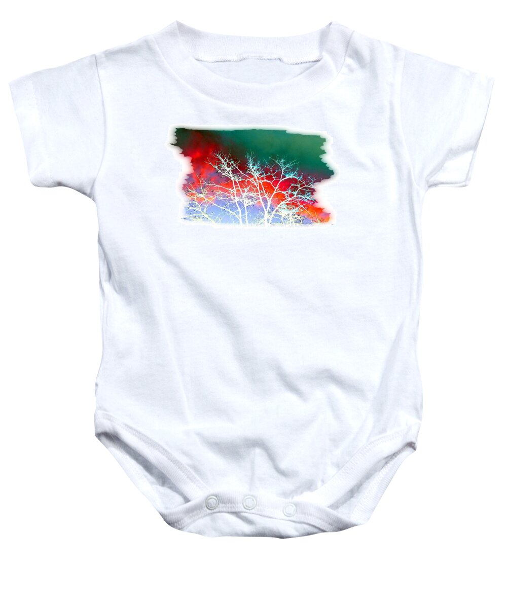 Frost Shrouded Tree Baby Onesie featuring the digital art Frost Shrouded Tree by Will Borden