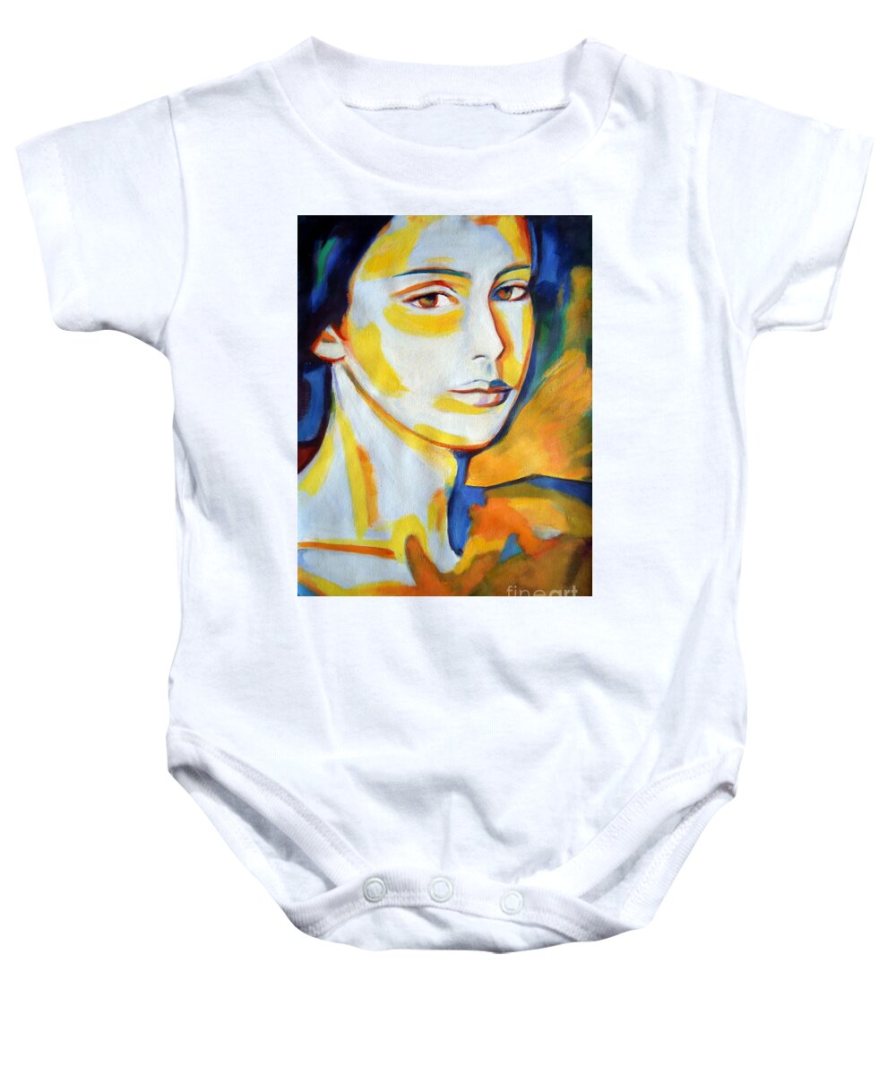 Art Baby Onesie featuring the painting Gentle gaze by Helena Wierzbicki