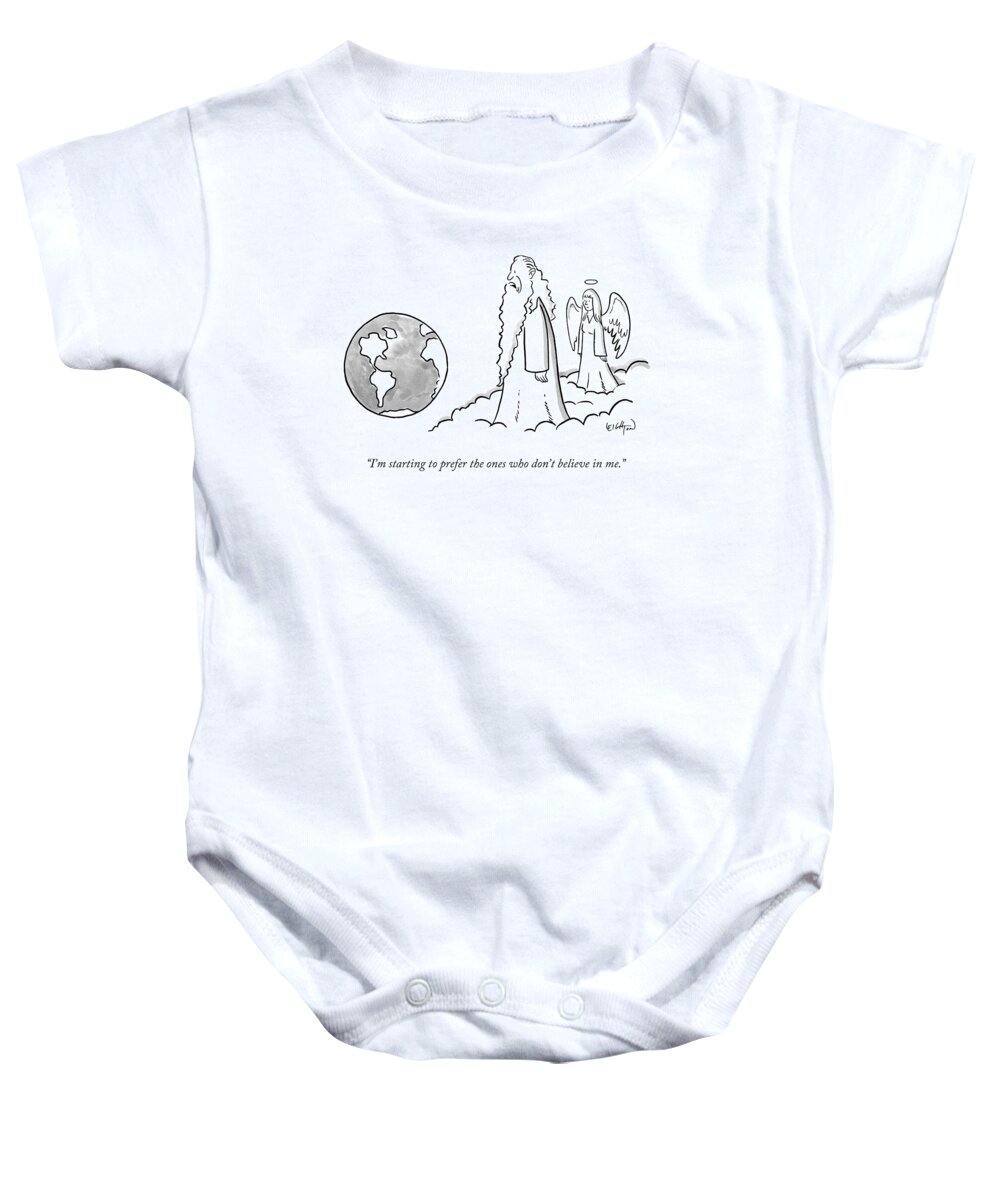God Baby Onesie featuring the drawing God Looks At Earth by Robert Leighton