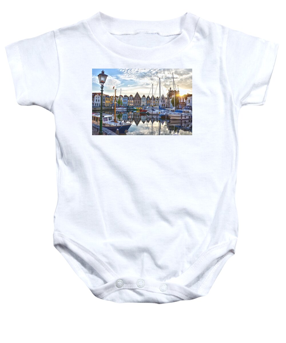 Netherlands Baby Onesie featuring the photograph Goes Harbour by Frans Blok