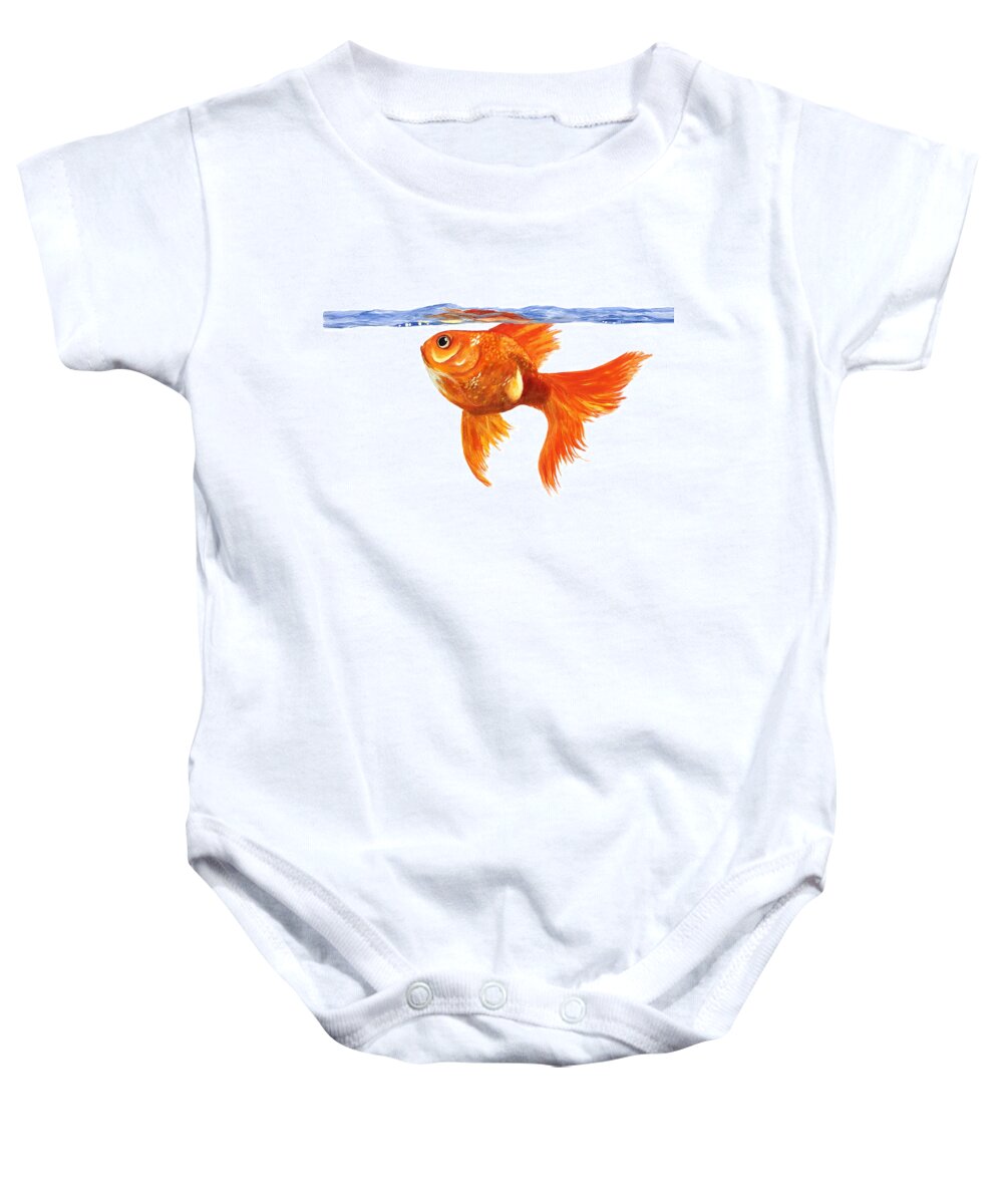 Goldfish Baby Onesie featuring the painting Goldfish by Donna Tucker