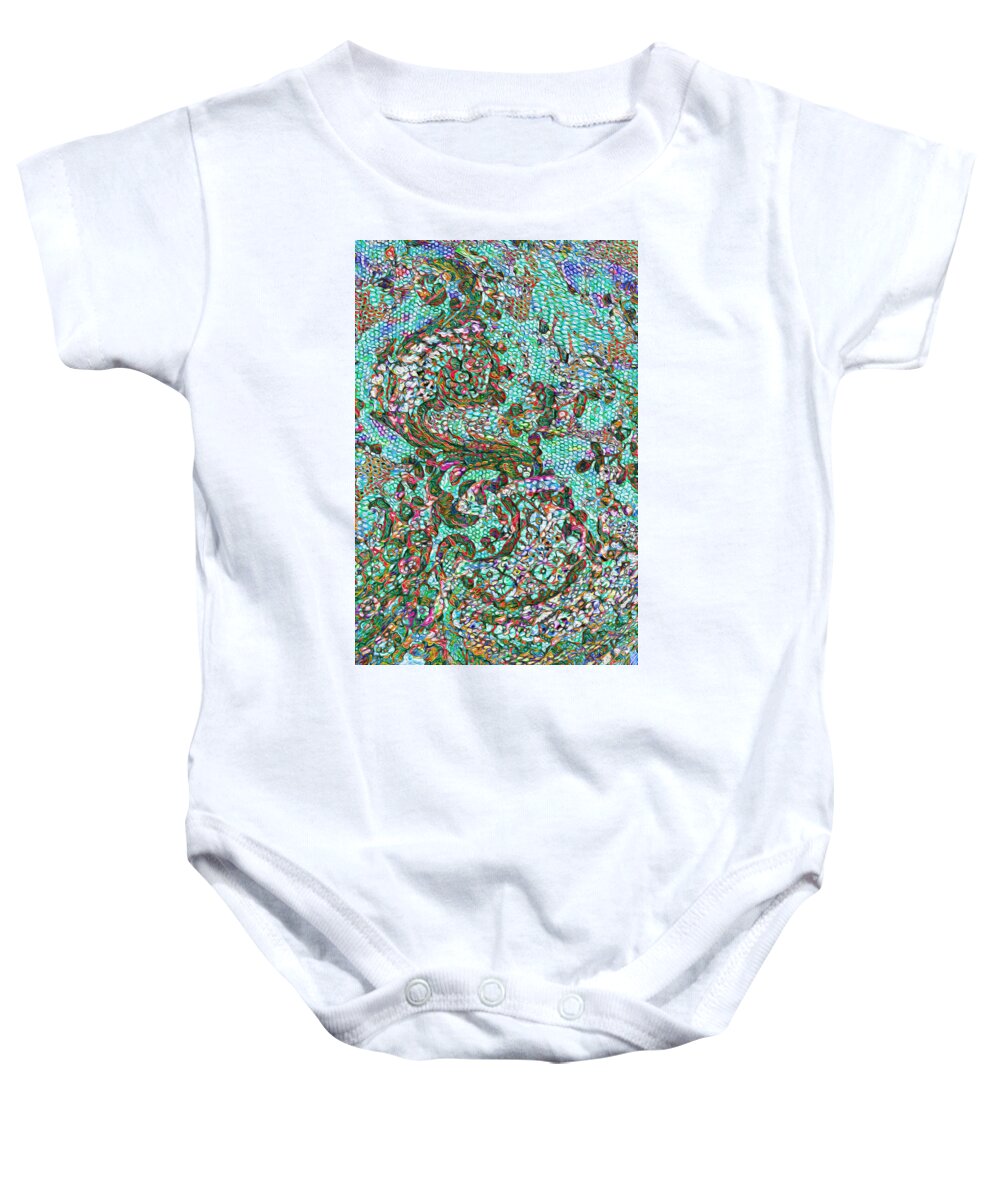 Lace Baby Onesie featuring the photograph Green Painted lace by Stephanie Grant