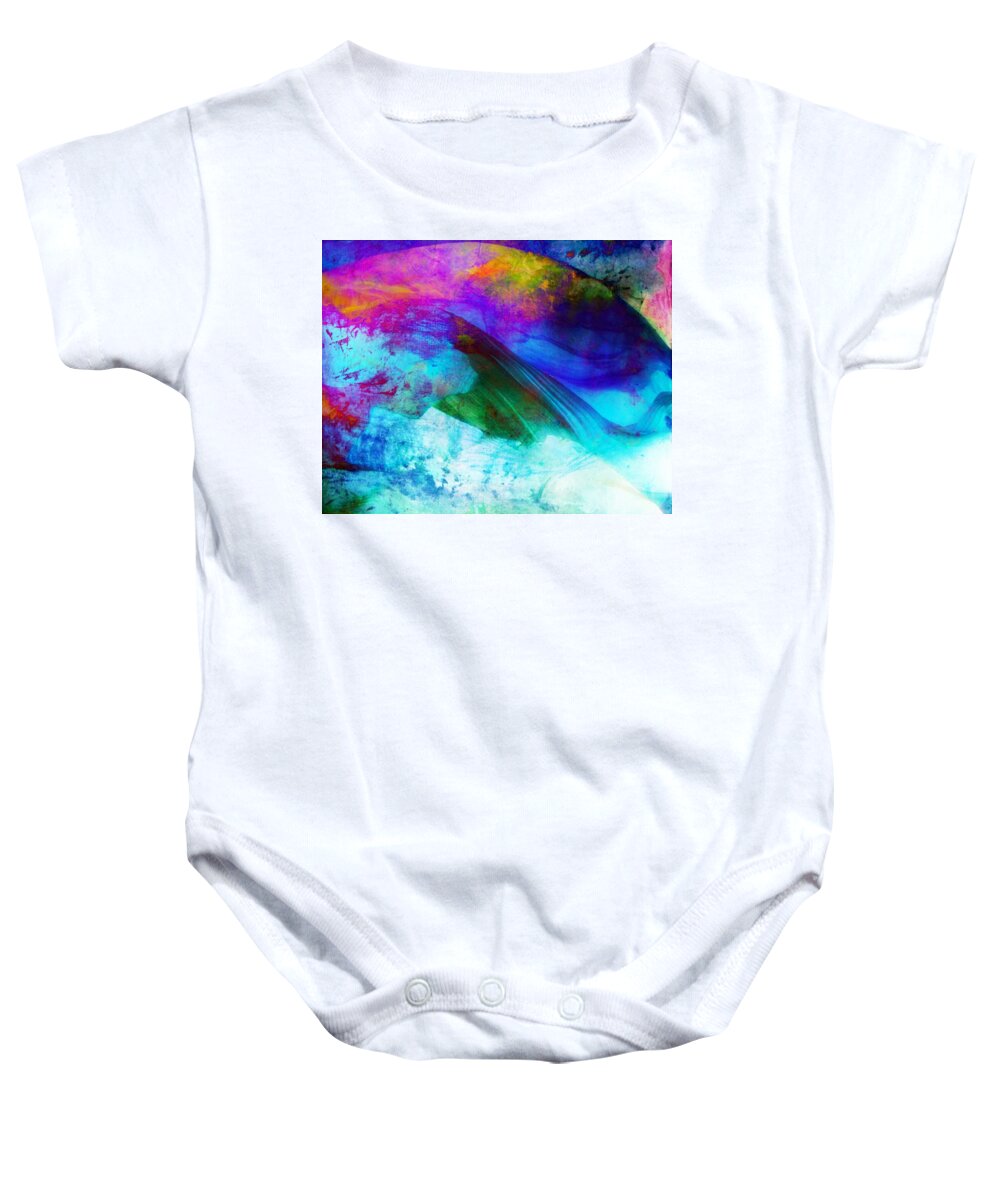 Abstract Baby Onesie featuring the painting Green Wave - vibrant artwork by Lilia D