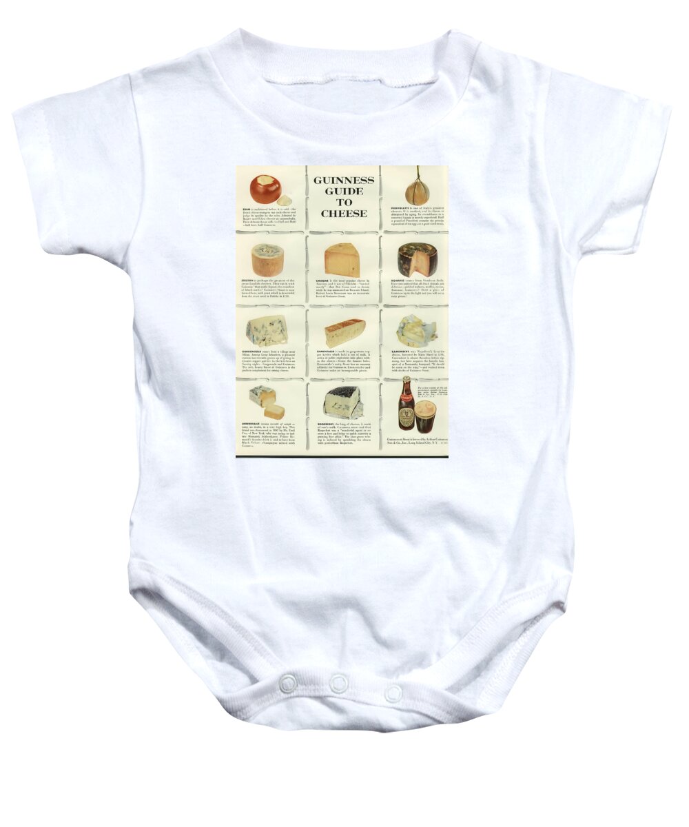 Guinness Guide To Cheese Baby Onesie featuring the digital art Guinness Guide to Cheese by Georgia Clare