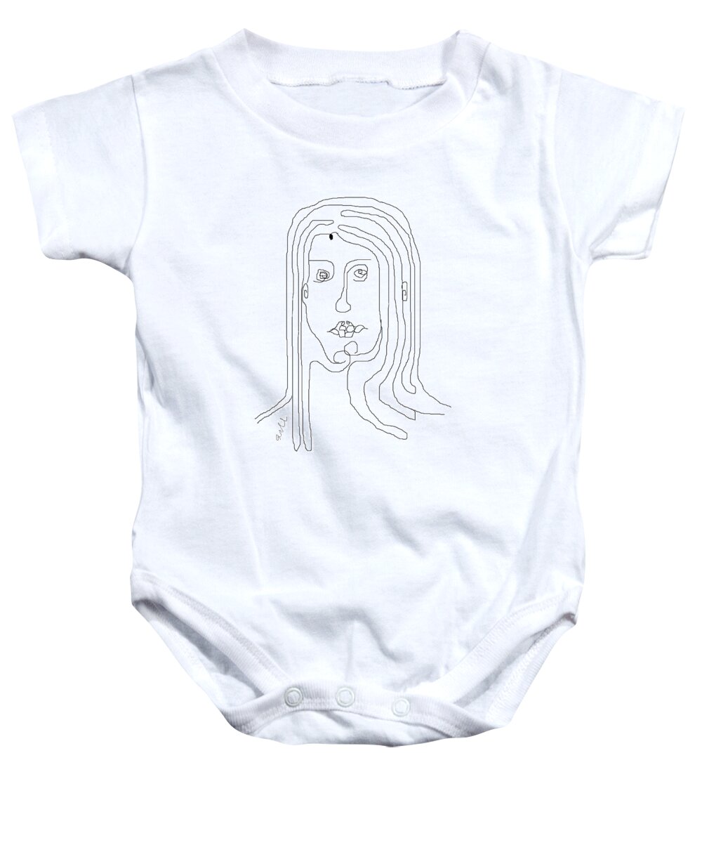 Classical Greek Baby Onesie featuring the painting Gynaika Black and White by Anita Dale Livaditis