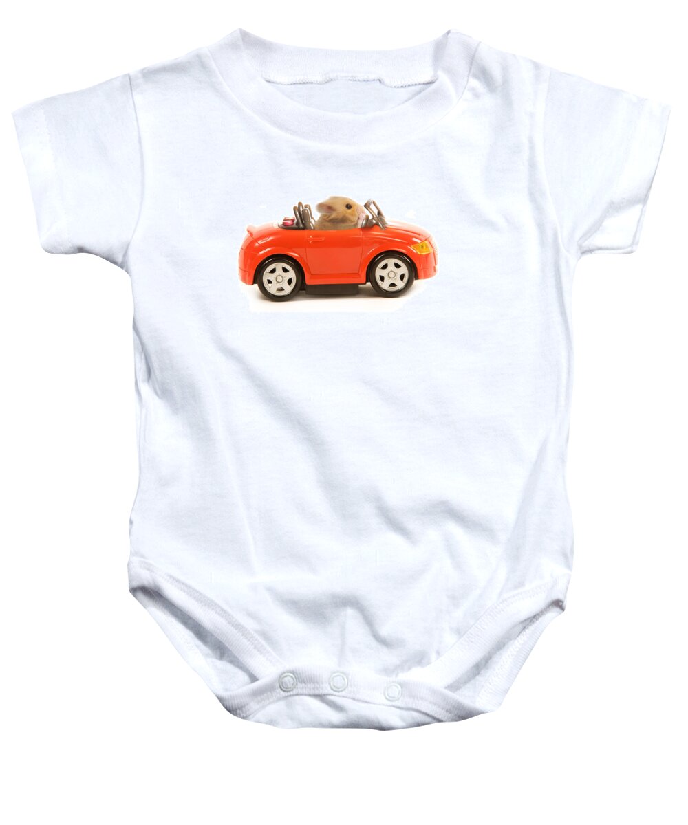 Hamster Baby Onesie featuring the photograph Hamster Driving Car by Jean-Michel Labat