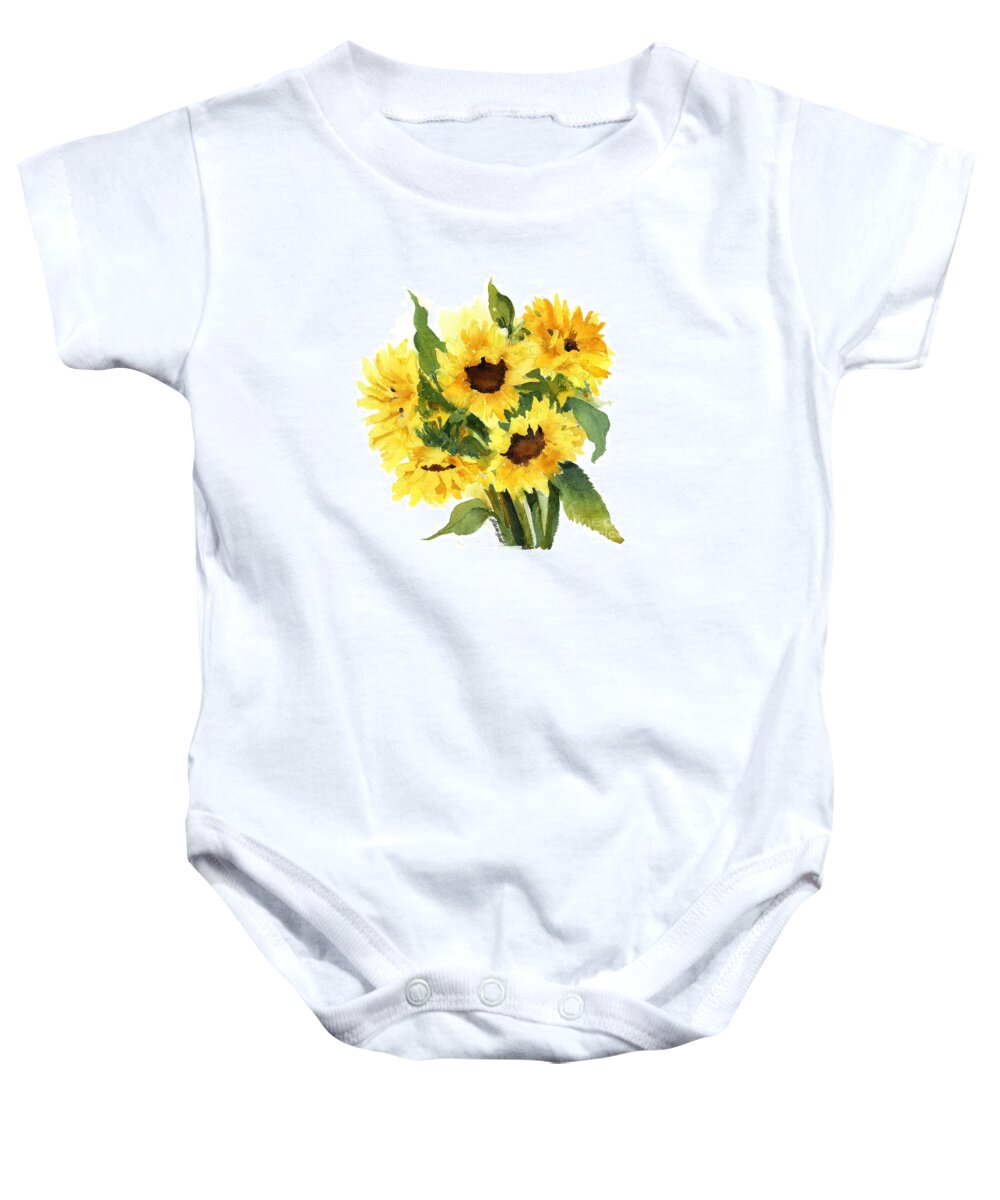Sunflower Baby Onesie featuring the painting You Are My Sunshine by Maria Hunt
