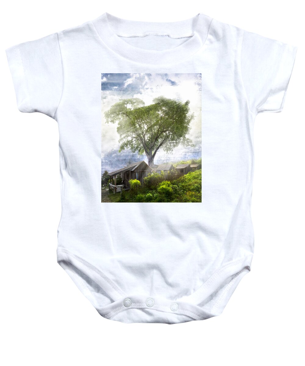 Appalachia Baby Onesie featuring the photograph High in the Clouds by Debra and Dave Vanderlaan