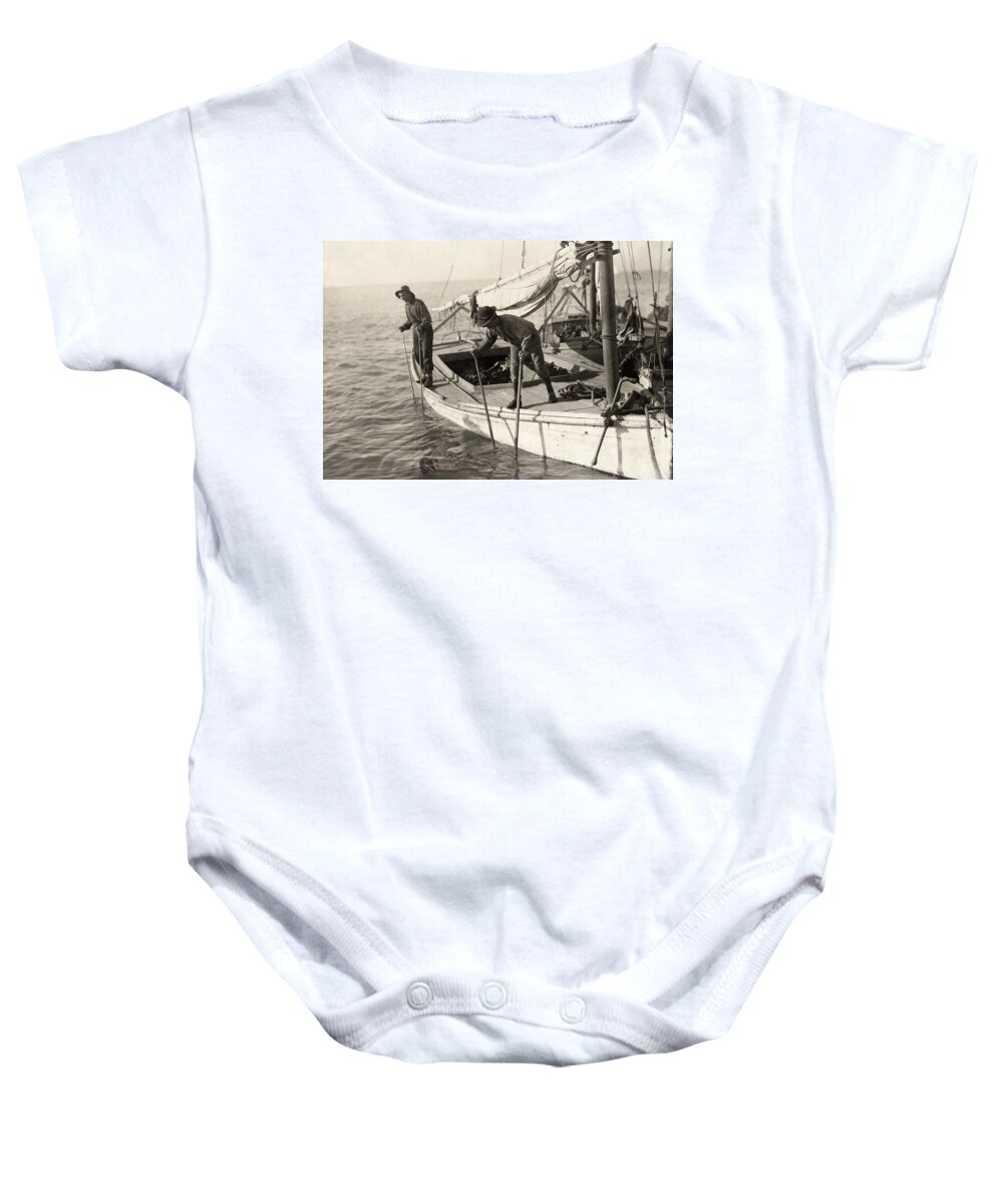 1911 Baby Onesie featuring the photograph Hine Oyster Fishing, 1911 by Granger