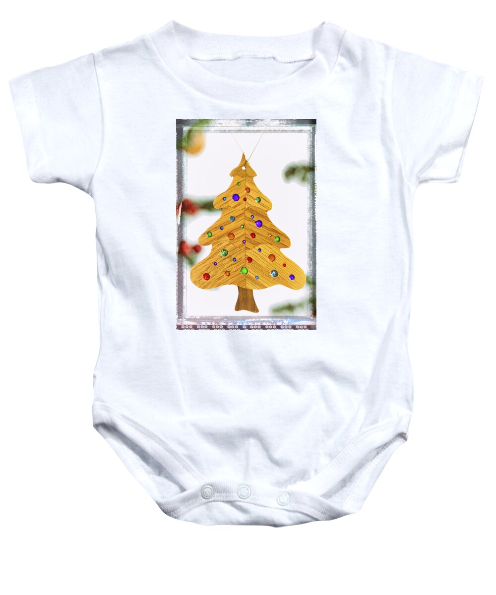 Christmas-tree Baby Onesie featuring the photograph Christmas Tree Holiday Image Art by Jo Ann Tomaselli