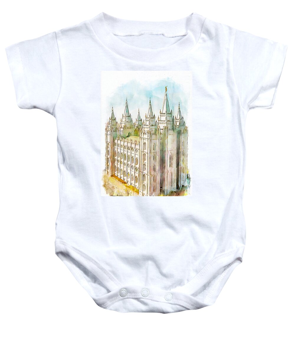Temple Baby Onesie featuring the painting Holiness to the Lord by Greg Collins