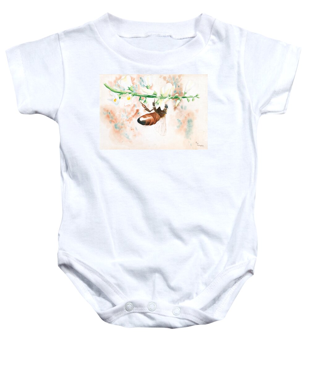 Bee Baby Onesie featuring the painting Honey Bee by Timothy Livingston