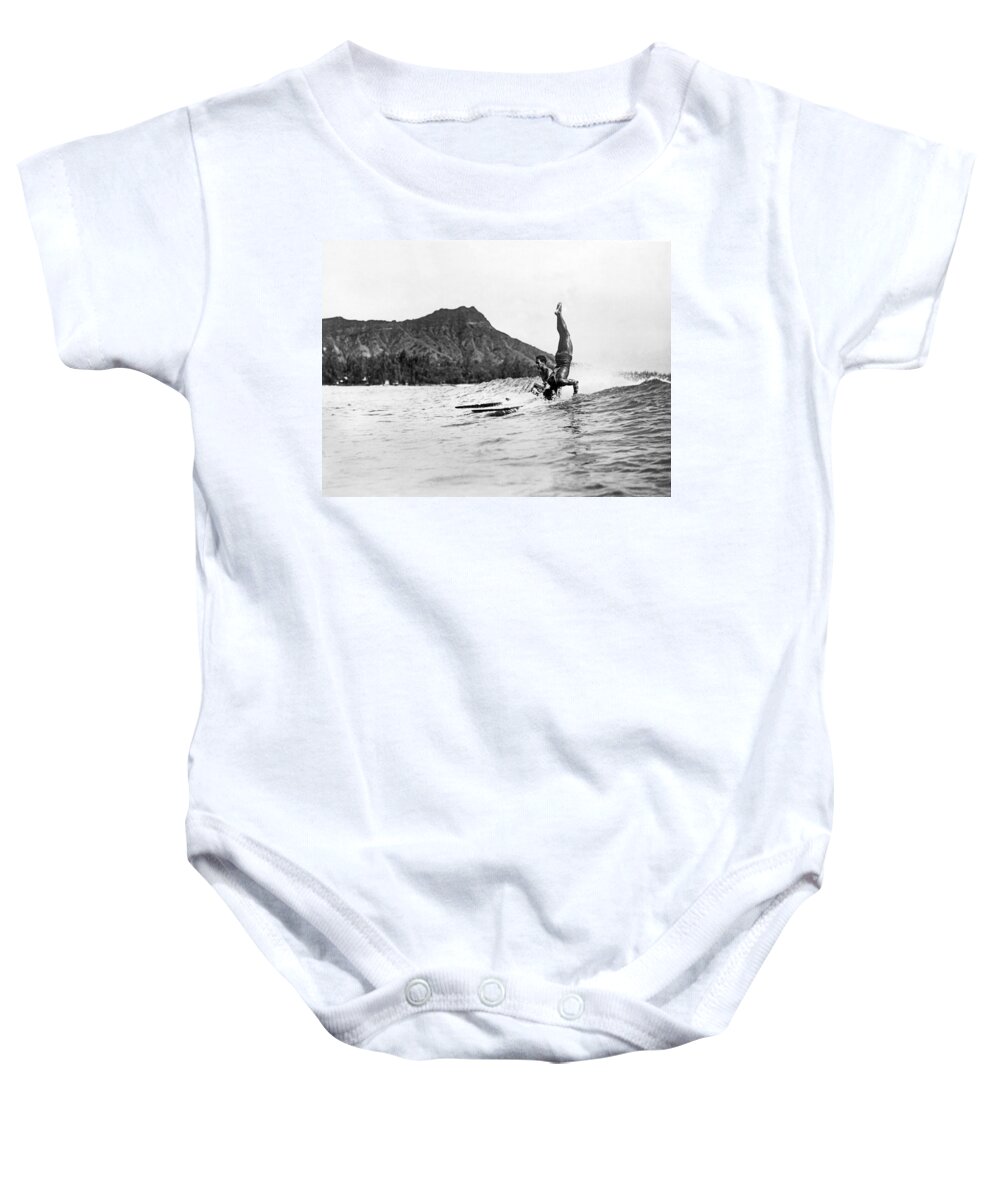 1925 Baby Onesie featuring the photograph Hot Dog Surfers At Waikiki by Underwood Archives