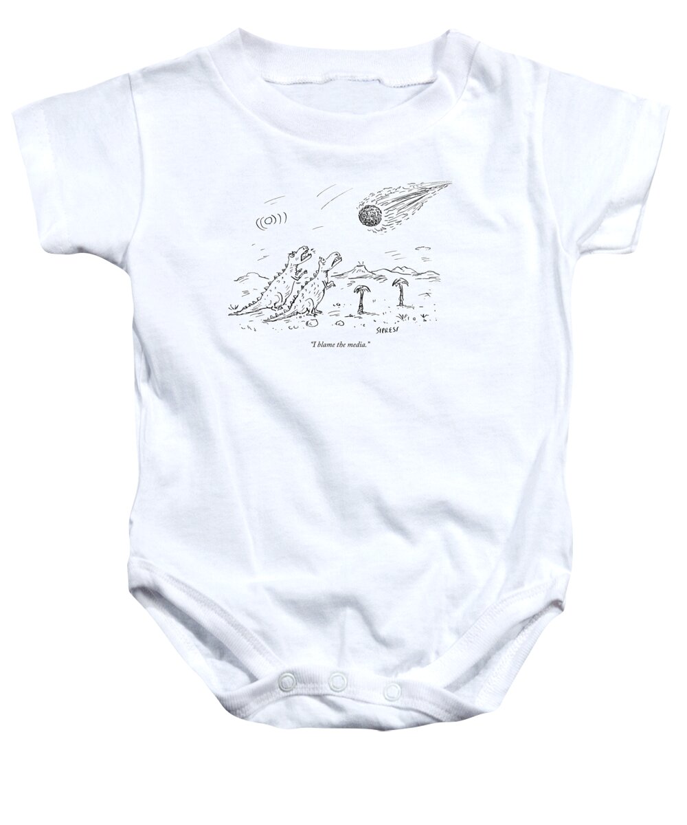 I Blame The Media.' Baby Onesie featuring the drawing I Blame The Media by David Sipress