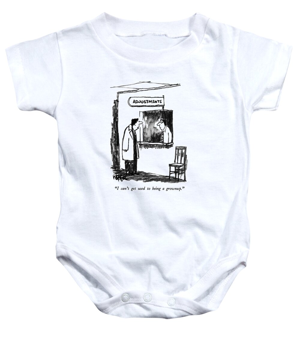 Consumerism Baby Onesie featuring the drawing I Can't Get Used To Being A Grownup by Robert Weber