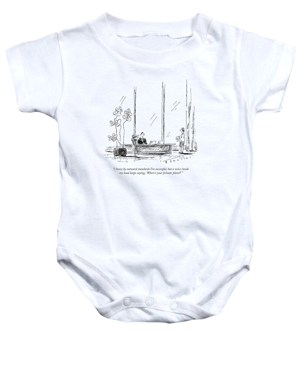  Private Plane Baby Onesie featuring the drawing I Know By Outward Standards I'm Successful by Barbara Smaller