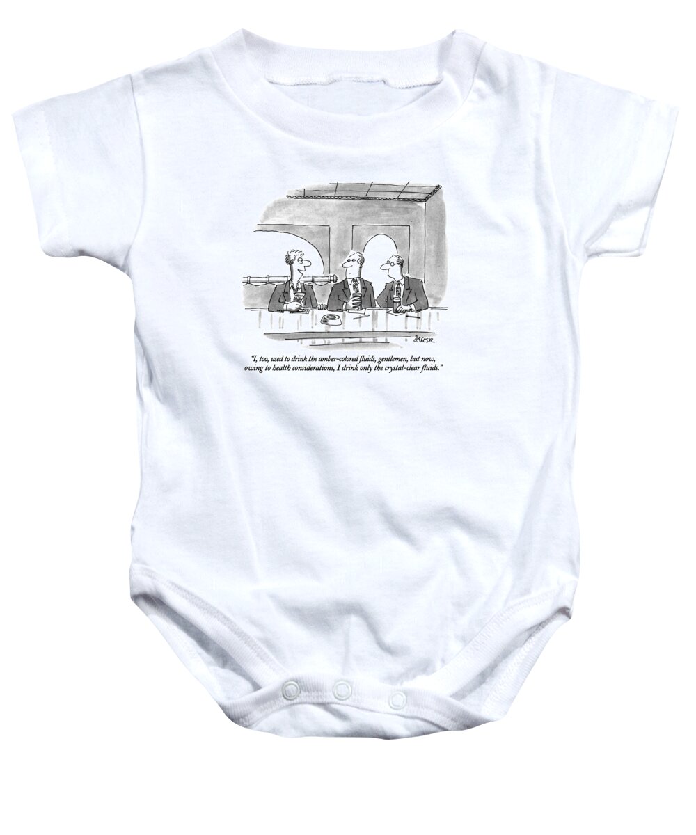 
i Baby Onesie featuring the drawing I, Too, Used To Drink The Amber-colored Fluids by Jack Ziegler