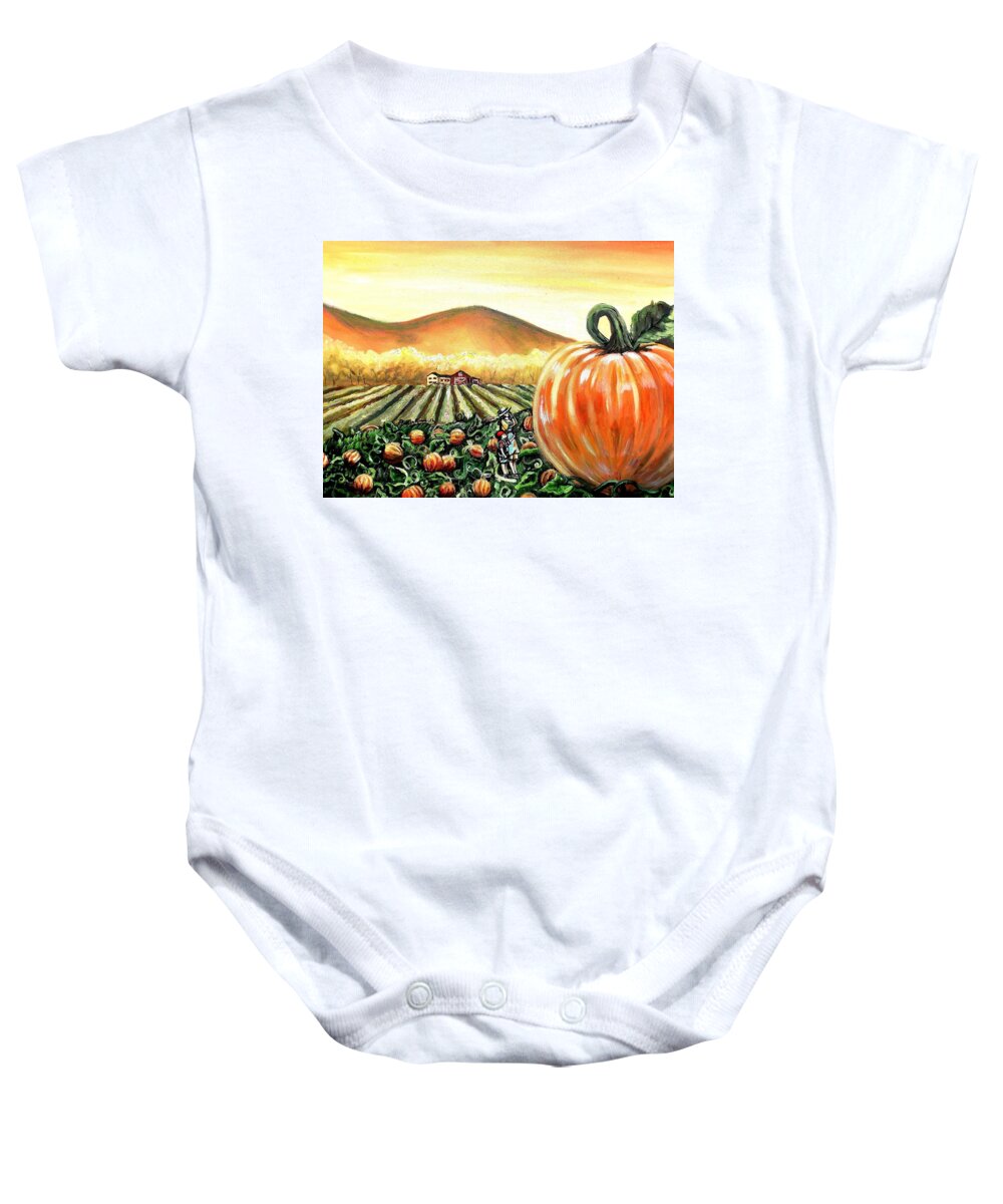 Pumpkin Baby Onesie featuring the painting I Want That One Mom by Shana Rowe Jackson