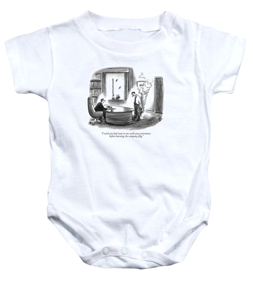 Executives Baby Onesie featuring the drawing I Wish You Had Come To Me With Your Grievances by Frank Cotham