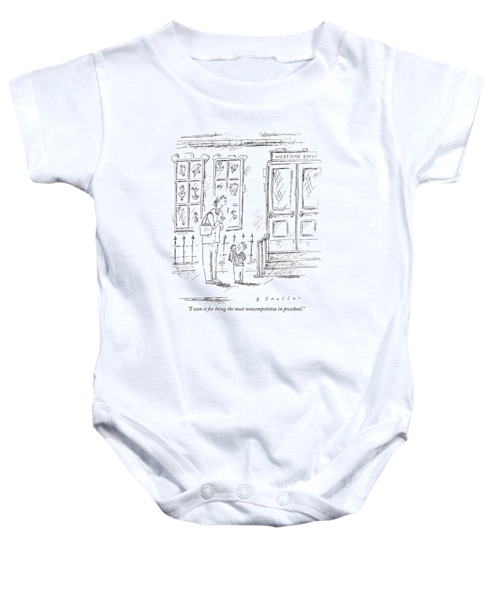 Children - General Baby Onesie featuring the drawing I Won It For Being The Most Noncompetitive by Barbara Smaller