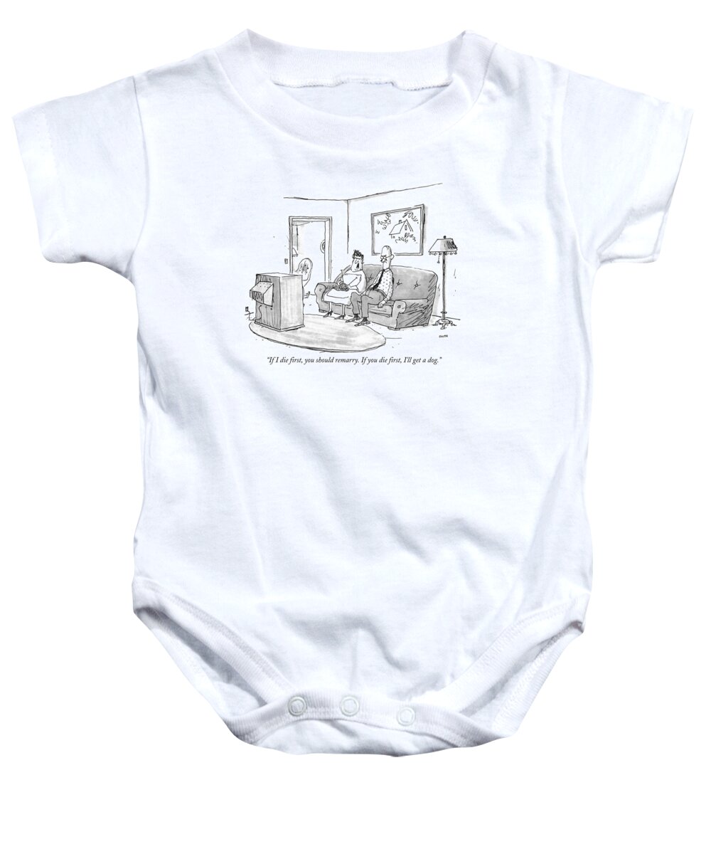 Death Baby Onesie featuring the drawing If I Die First by George Booth