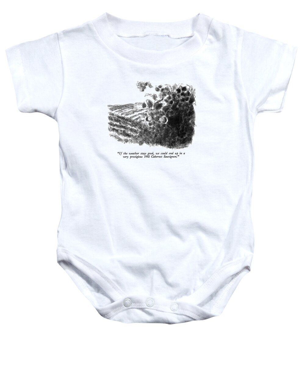 Dining Baby Onesie featuring the drawing If The Weather Stays Good by James Stevenson