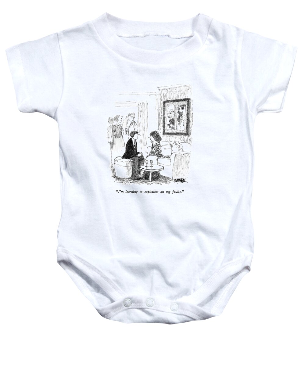 

 Man To Woman On Couch. 
Men Baby Onesie featuring the drawing I'm Learning To Capitalize On My Faults by Robert Weber