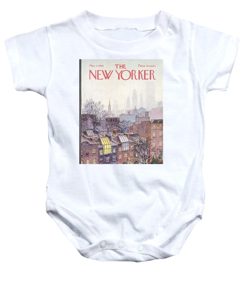 Albert Hubbell Ahu Baby Onesie featuring the painting New Yorker March 2, 1968 by Albert Hubbell