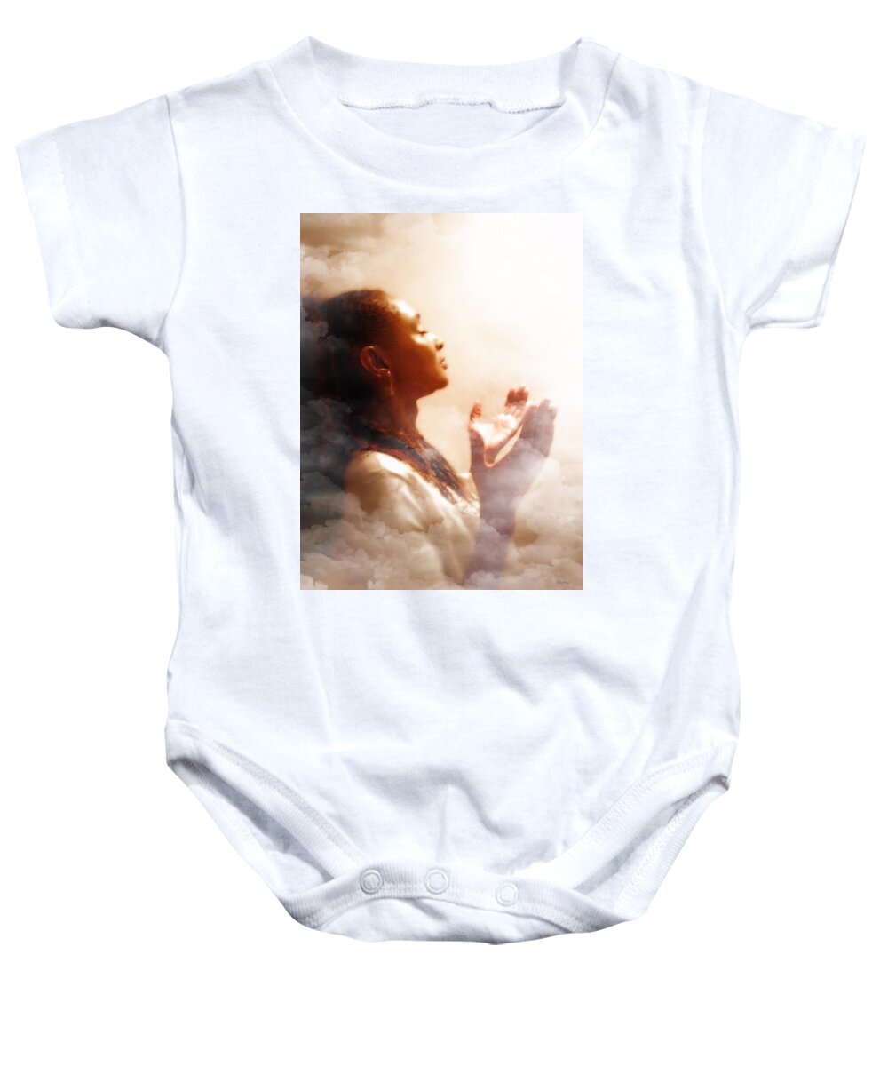 Into His Glory Baby Onesie featuring the painting Into His Glory by Jennifer Page