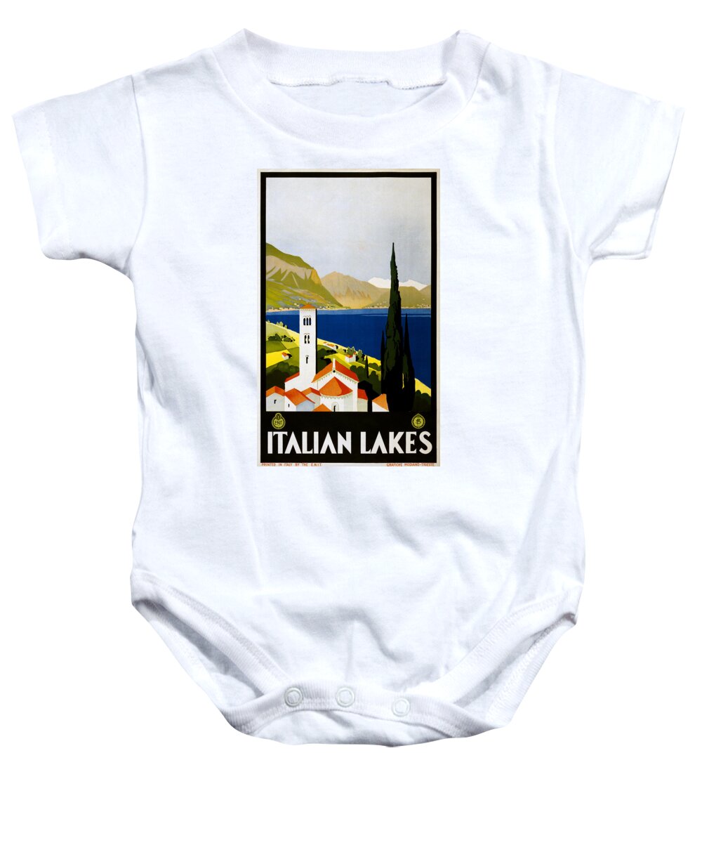 Italian Lakes Baby Onesie featuring the digital art Italian Lakes by Georgia Clare