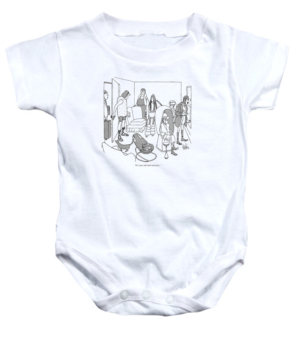 69175 Gpr George Price

 (man In Sandals Baby Onesie featuring the drawing It's Some Odd-ball Salesman by George Price