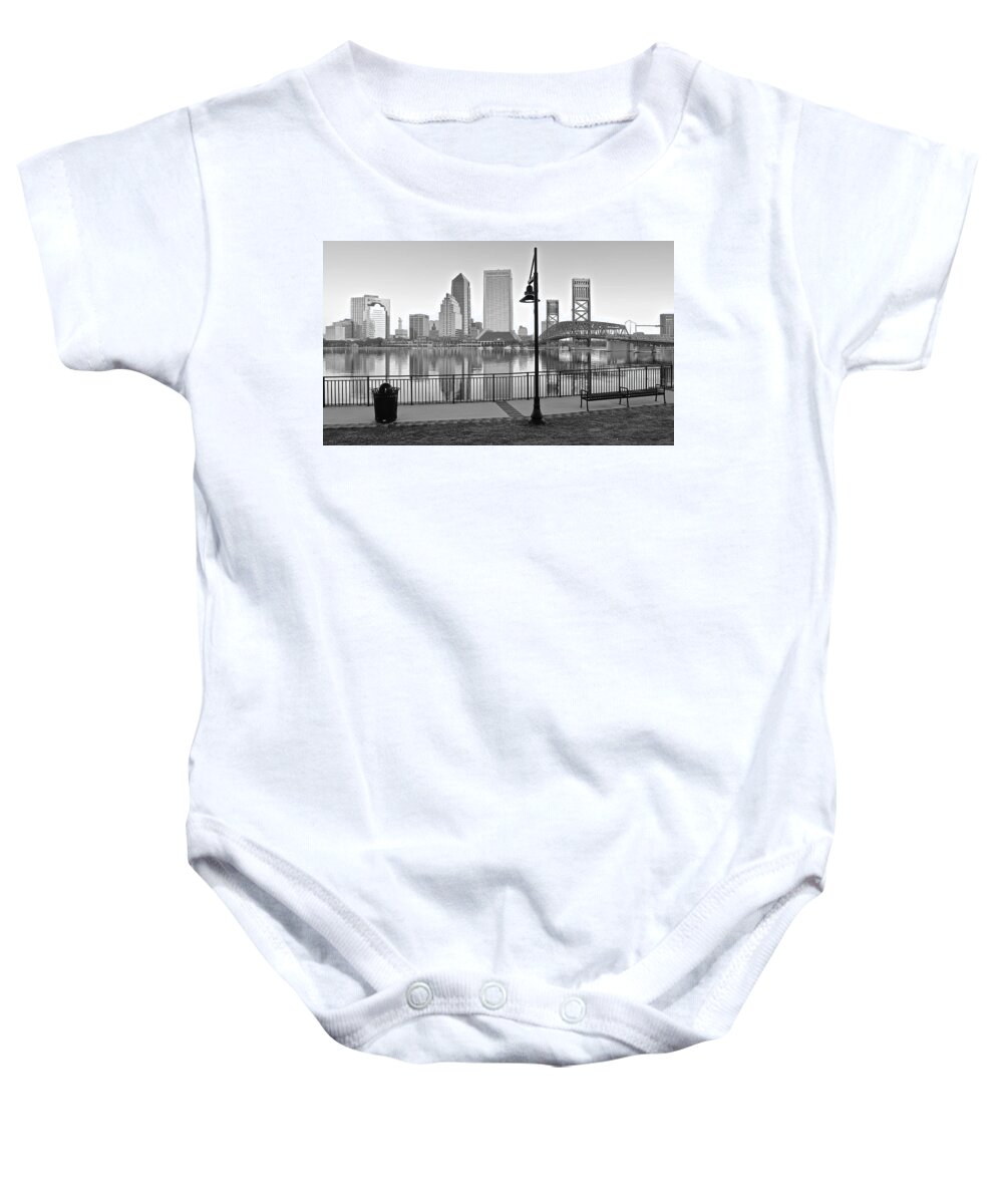 Jacksonville Baby Onesie featuring the photograph Jacksonville Black and White ay by Frozen in Time Fine Art Photography