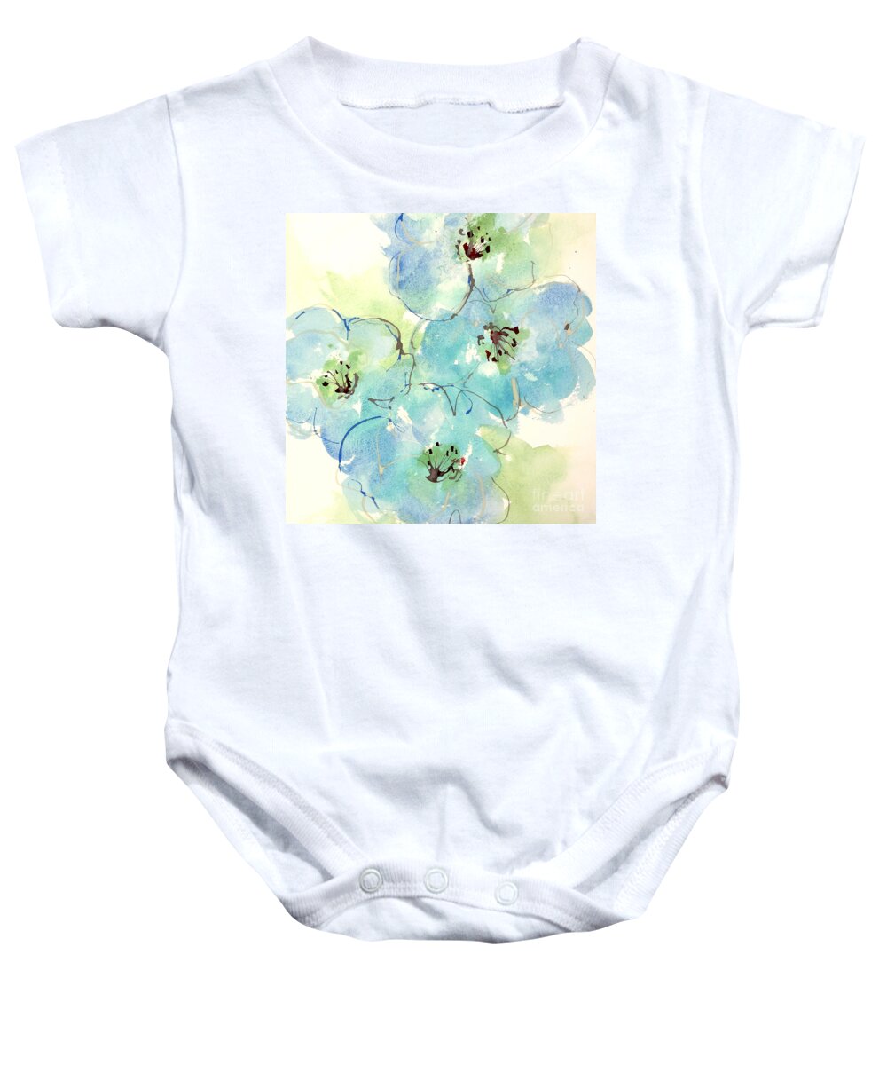 Original Watercolors Baby Onesie featuring the painting Japanese Quince 2 by Chris Paschke
