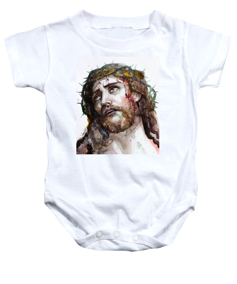 Jesus Christ Baby Onesie featuring the painting The Suffering God by Laur Iduc
