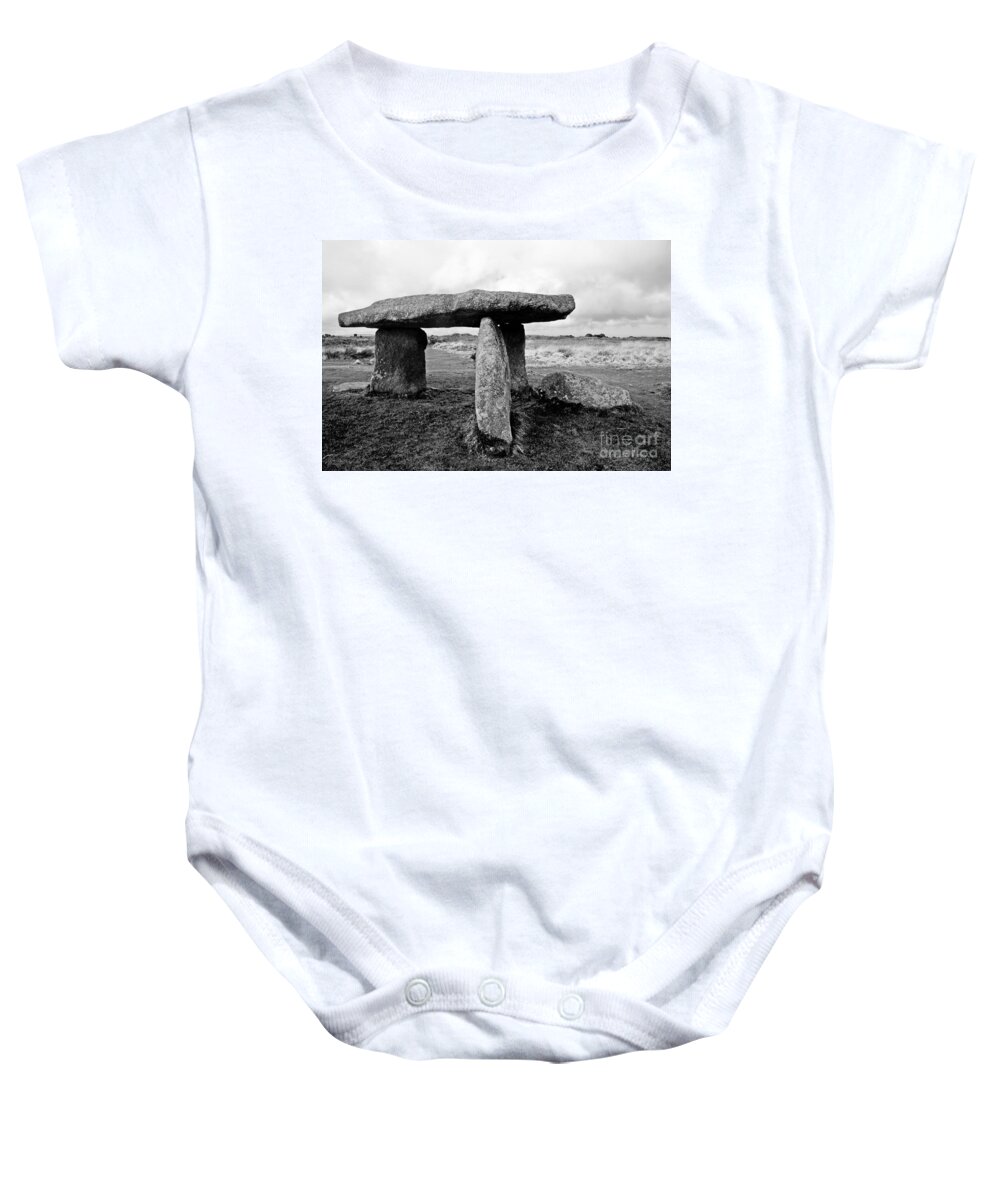 Lanyon Quoit Baby Onesie featuring the photograph Lanyon Quoit by Chris Thaxter