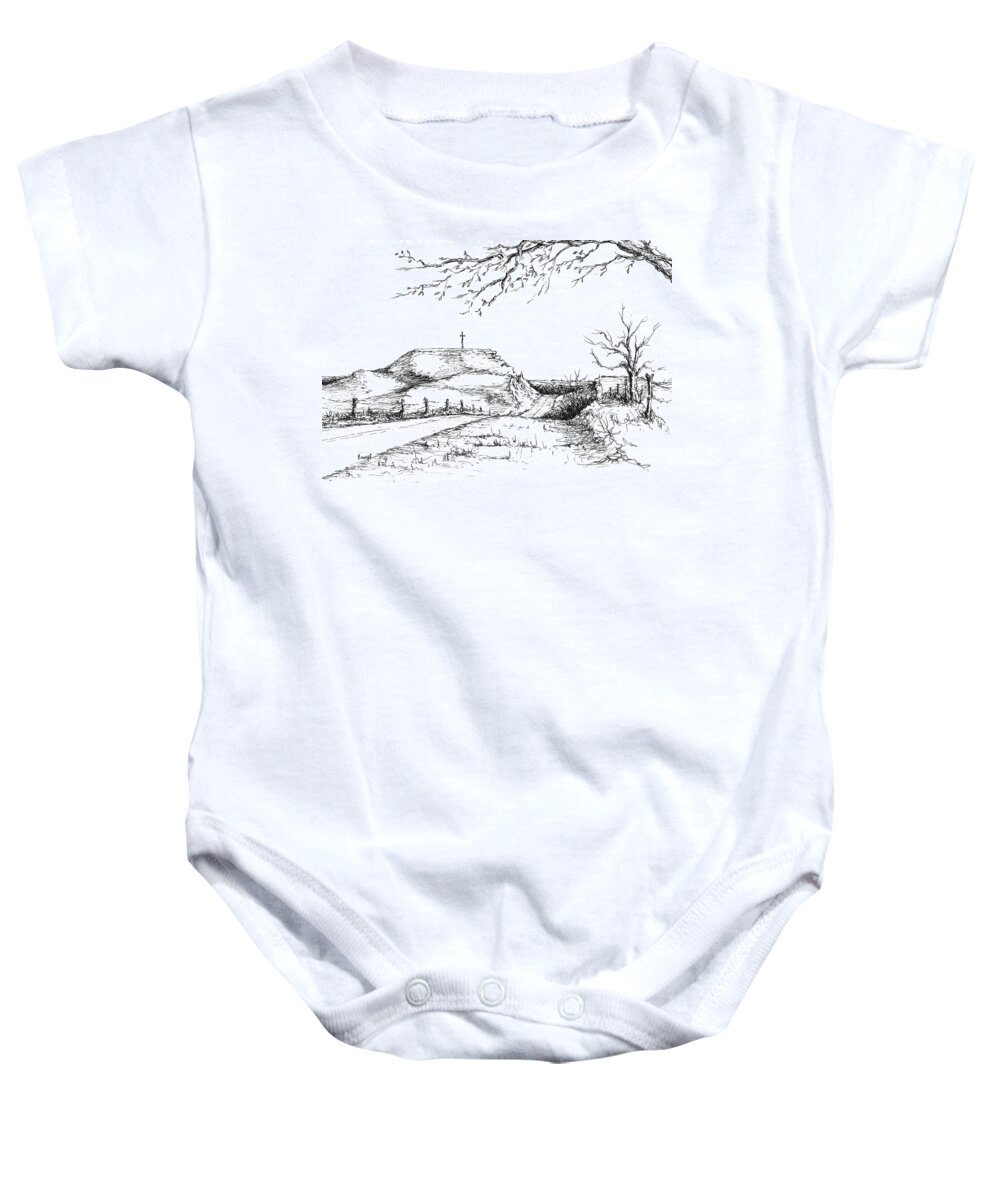 Hill Baby Onesie featuring the drawing Last Hill Home by Sam Sidders