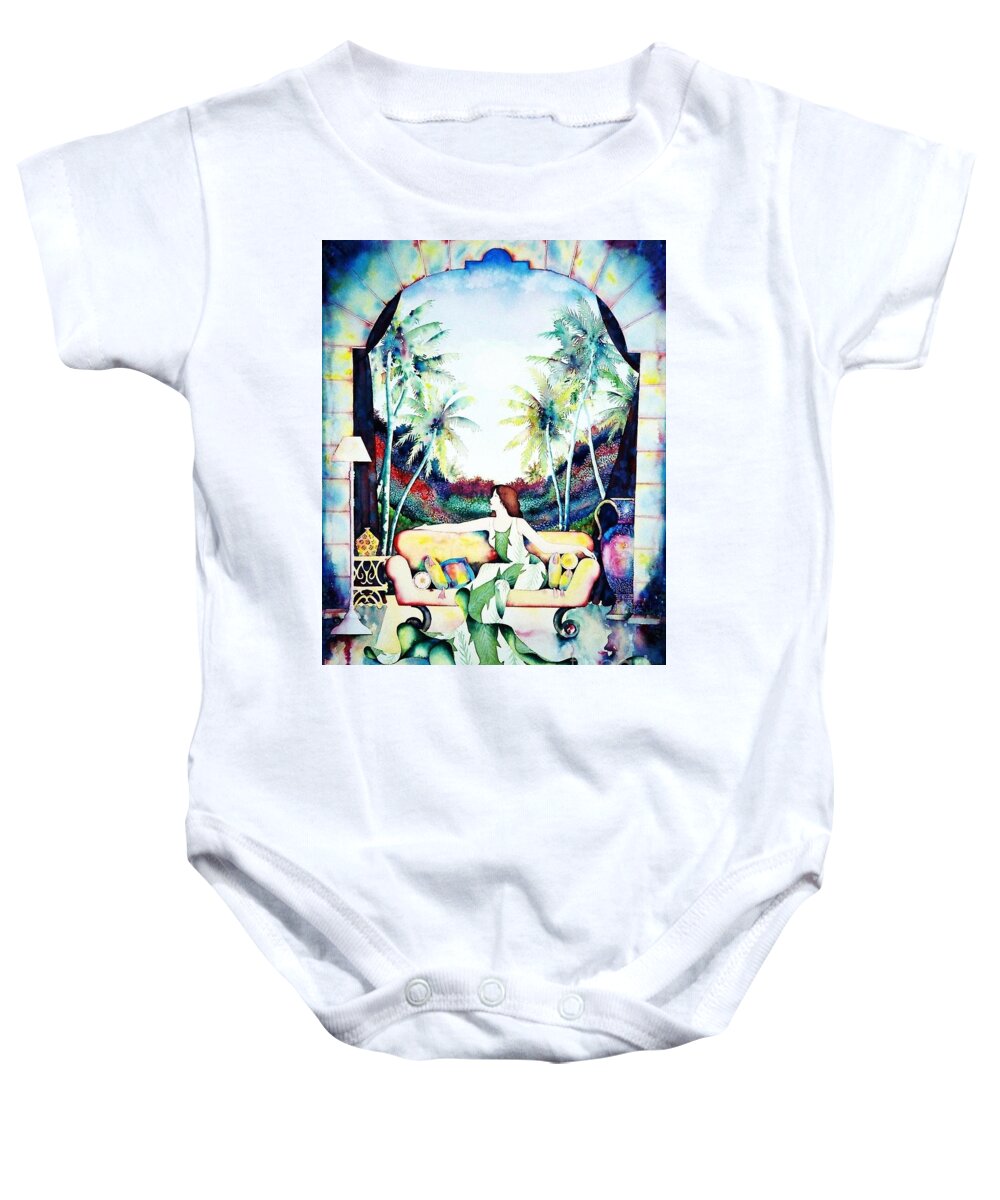 Exotic Baby Onesie featuring the painting Laura by Frances Ku