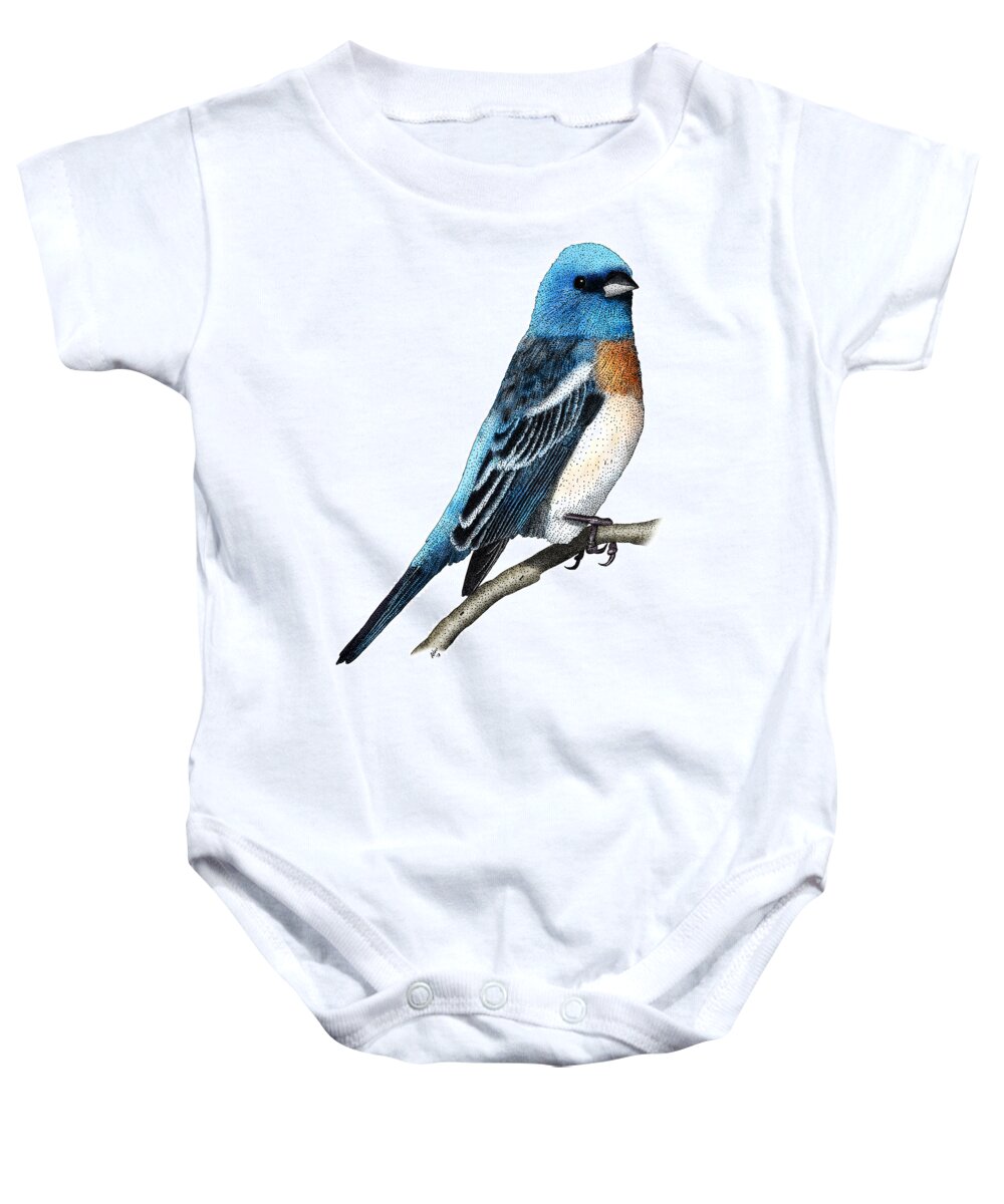 Illustration Baby Onesie featuring the photograph Lazuli Bunting by Roger Hall