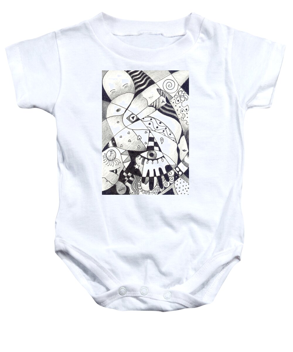 Exuberant Baby Onesie featuring the drawing Let Us Dance by Helena Tiainen