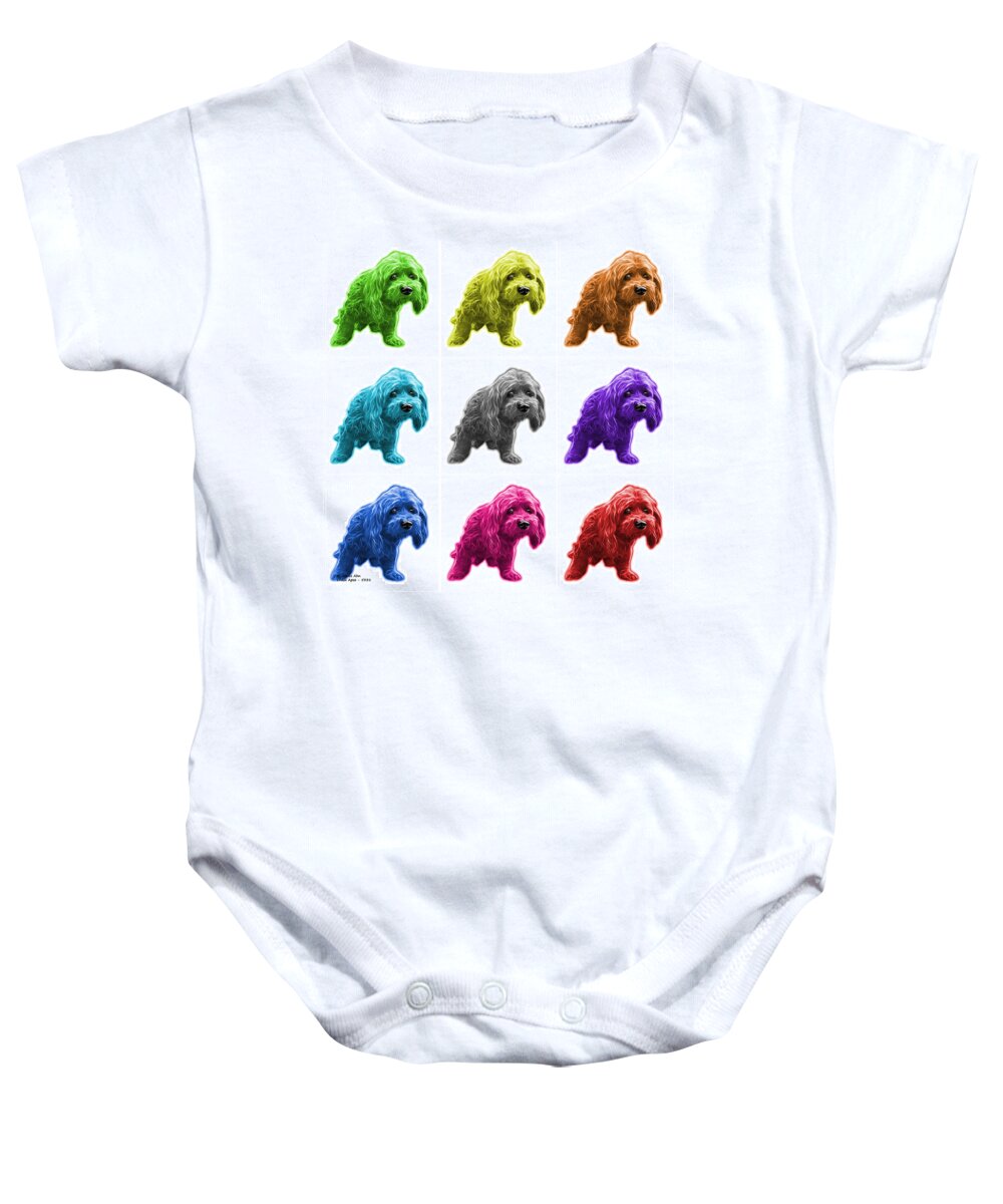 Lhasa Apso Baby Onesie featuring the painting Lhasa Apso Pop Art - 5331 - wb- M by James Ahn