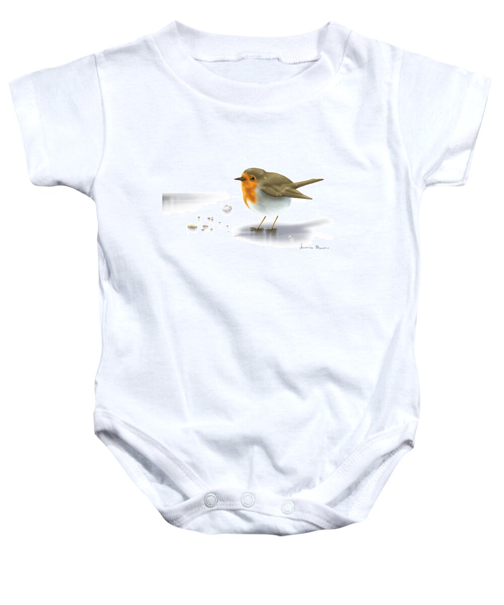 Digital Baby Onesie featuring the painting Little bird by Veronica Minozzi