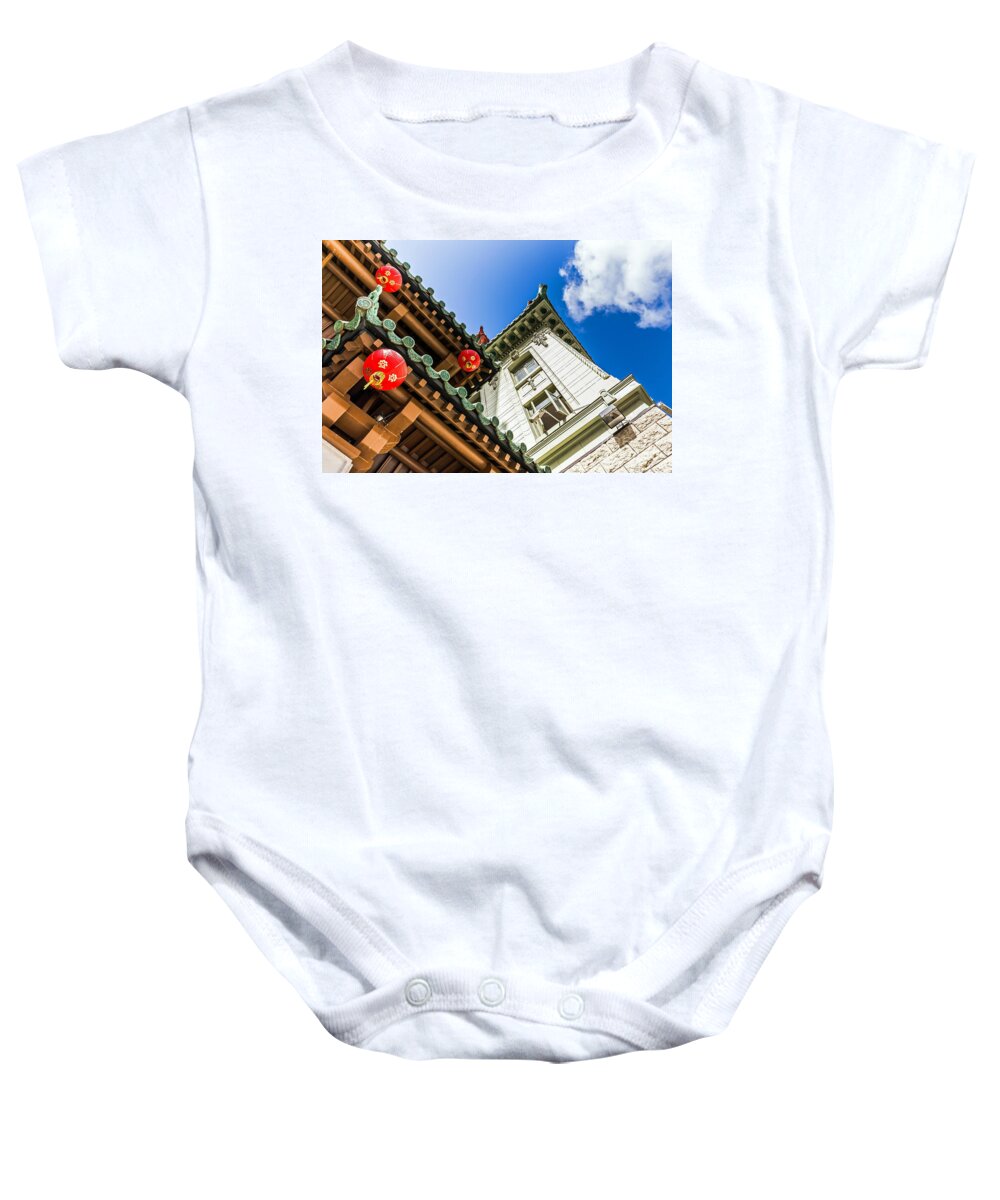 Chinatown Baby Onesie featuring the photograph Looking Up by Kate Brown