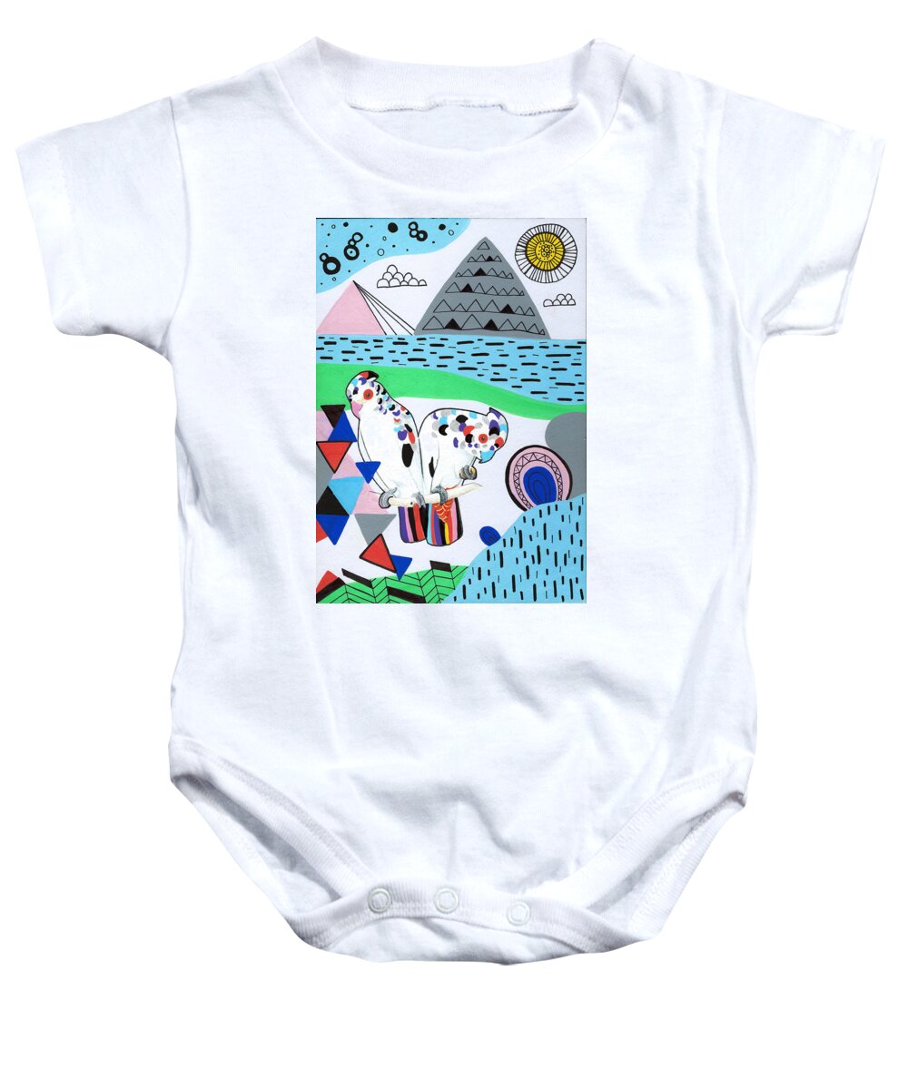 Susan Claire Baby Onesie featuring the photograph Lovebird Mountain by MGL Meiklejohn Graphics Licensing