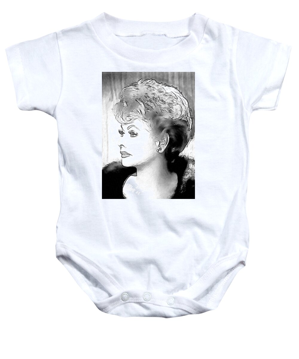 Celebrity Baby Onesie featuring the drawing Lucille Ball 008 by Dean Wittle