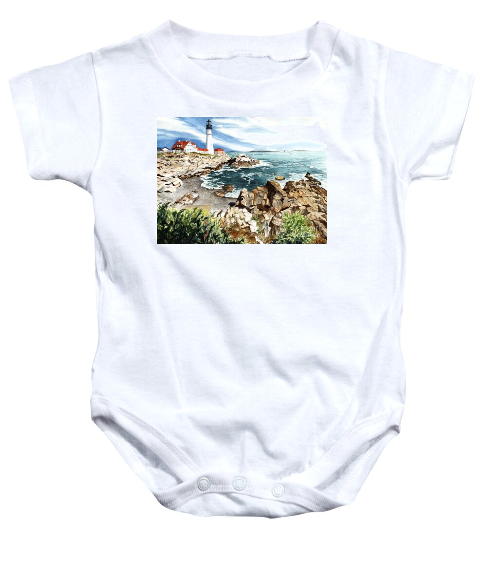Water Color Paintings Baby Onesie featuring the painting Maine Attraction by Barbara Jewell